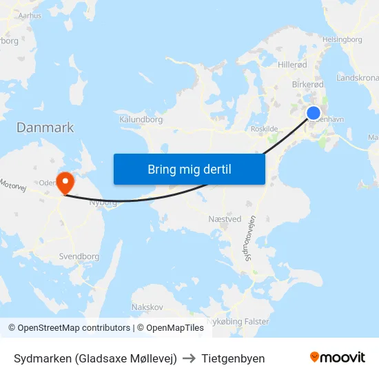 Sydmarken (Gladsaxe Møllevej) to Tietgenbyen map