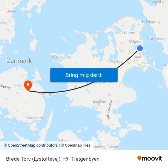 Brede Torv (Lystoftevej) to Tietgenbyen map