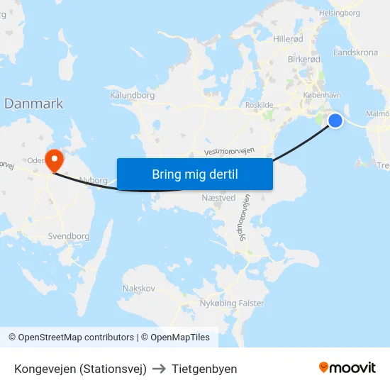 Kongevejen (Stationsvej) to Tietgenbyen map