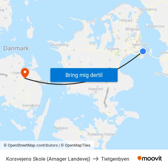Korsvejens Skole (Amager Landevej) to Tietgenbyen map