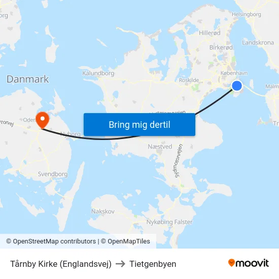Tårnby Kirke (Englandsvej) to Tietgenbyen map