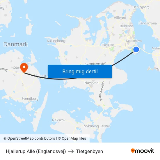 Hjallerup Allé (Englandsvej) to Tietgenbyen map