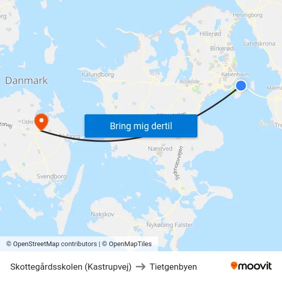 Skottegårdsskolen (Kastrupvej) to Tietgenbyen map