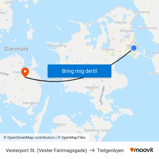 Vesterport St. (Vester Farimagsgade) to Tietgenbyen map