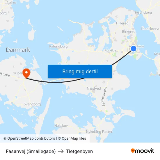 Fasanvej (Smallegade) to Tietgenbyen map