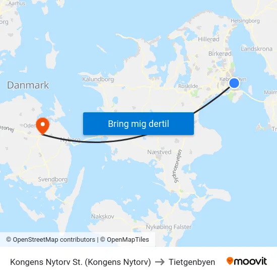 Kongens Nytorv St. (Kongens Nytorv) to Tietgenbyen map