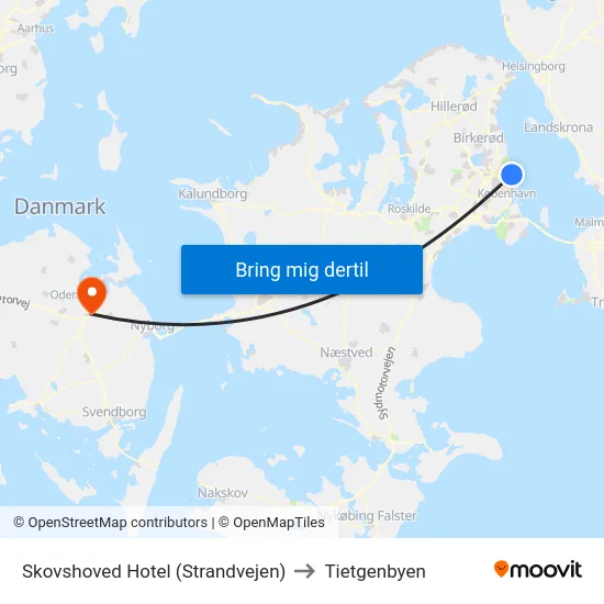Skovshoved Hotel (Strandvejen) to Tietgenbyen map