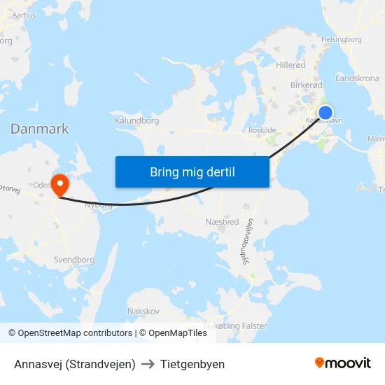 Annasvej (Strandvejen) to Tietgenbyen map