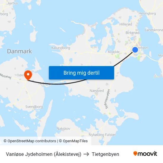 Vanløse Jydeholmen (Ålekistevej) to Tietgenbyen map