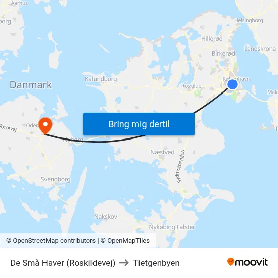 De Små Haver (Roskildevej) to Tietgenbyen map