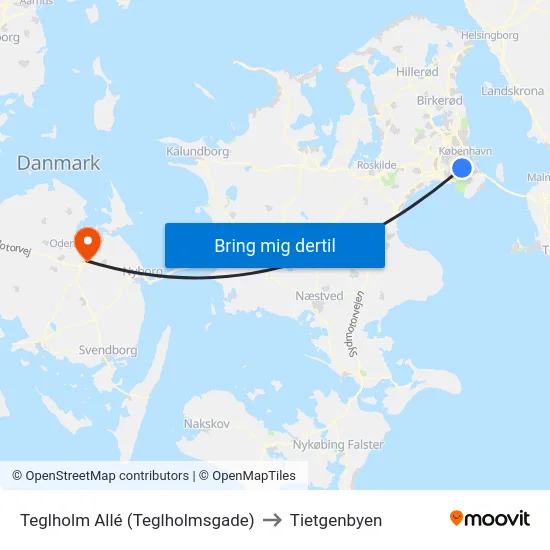 Teglholm Allé (Teglholmsgade) to Tietgenbyen map