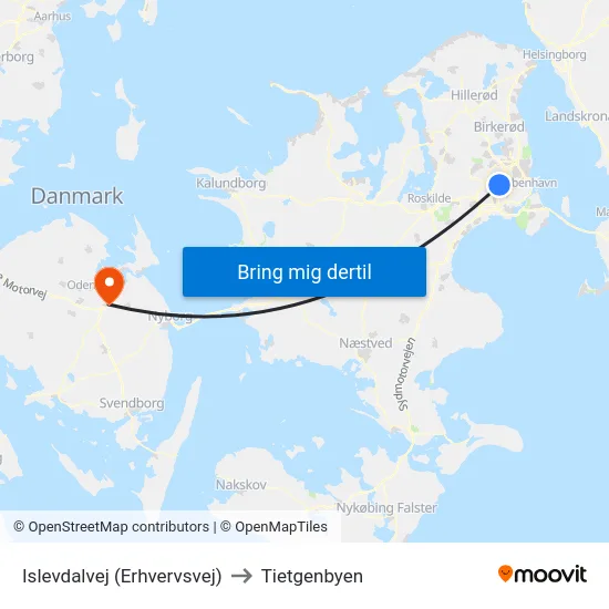 Islevdalvej (Erhvervsvej) to Tietgenbyen map
