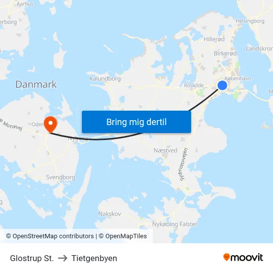 Glostrup St. to Tietgenbyen map