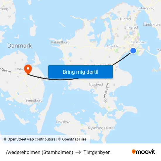 Avedøreholmen (Stamholmen) to Tietgenbyen map