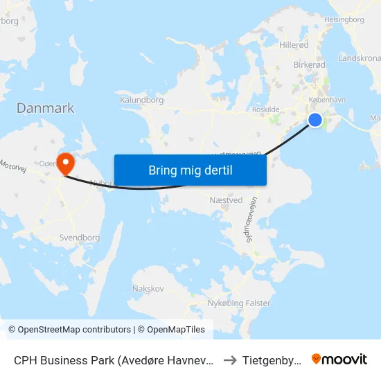 CPH Business Park (Avedøre Havnevej) to Tietgenbyen map
