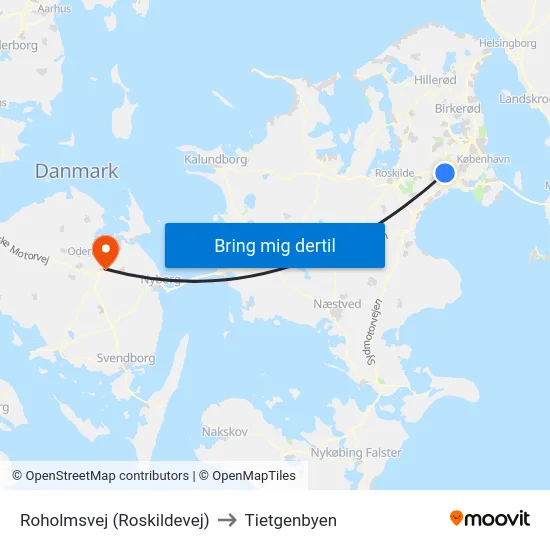 Roholmsvej (Roskildevej) to Tietgenbyen map