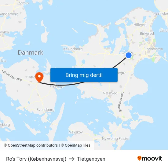 Ro's Torv (Københavnsvej) to Tietgenbyen map