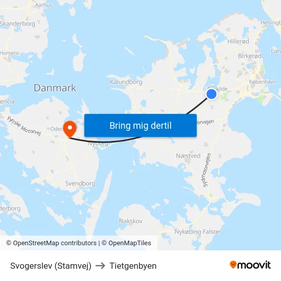 Svogerslev (Stamvej) to Tietgenbyen map