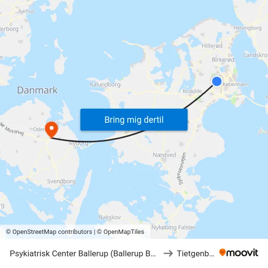 Psykiatrisk Center Ballerup (Ballerup Boulevard) to Tietgenbyen map