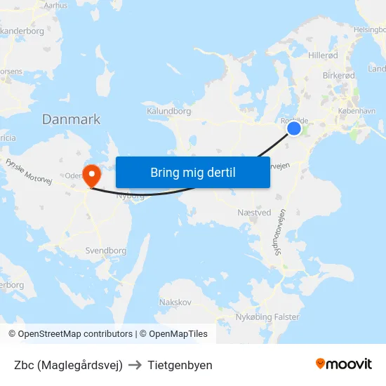 Zbc (Maglegårdsvej) to Tietgenbyen map