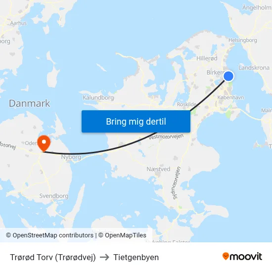 Trørød Torv (Trørødvej) to Tietgenbyen map