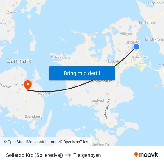 Søllerød Kro (Søllerødvej) to Tietgenbyen map