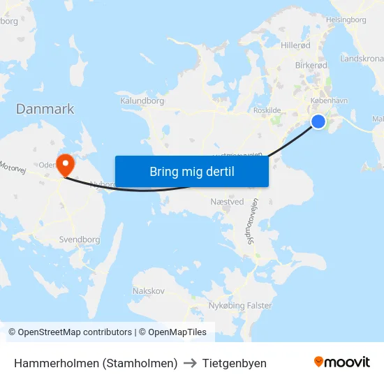 Hammerholmen (Stamholmen) to Tietgenbyen map