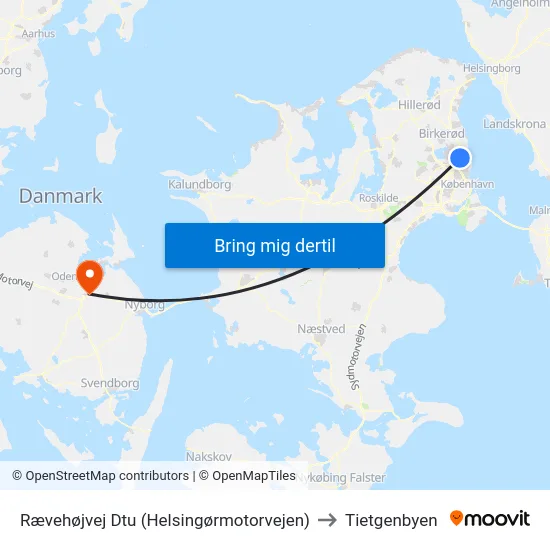 Rævehøjvej Dtu (Helsingørmotorvejen) to Tietgenbyen map