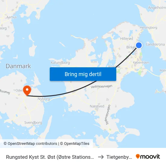Rungsted Kyst St. Øst (Østre Stationsvej) to Tietgenbyen map
