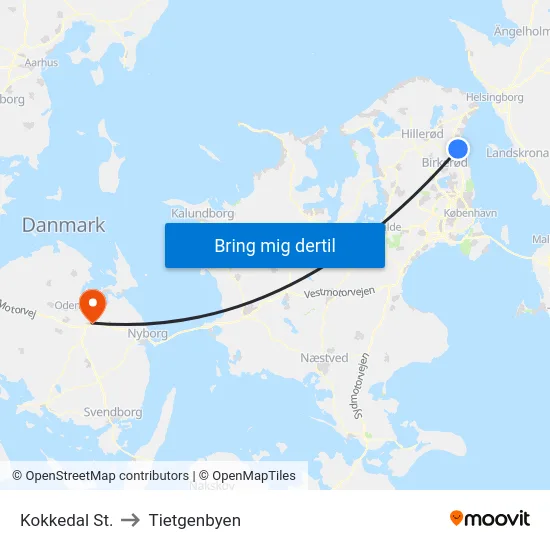 Kokkedal St. to Tietgenbyen map