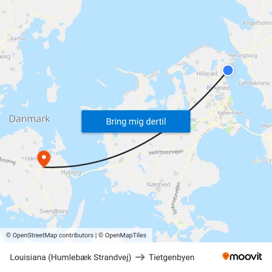 Louisiana (Humlebæk Strandvej) to Tietgenbyen map