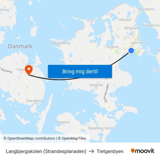 Langbjergskolen (Strandesplanaden) to Tietgenbyen map