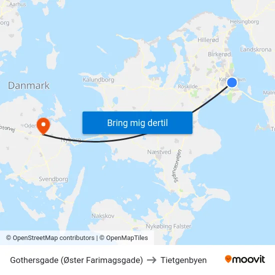 Gothersgade (Øster Farimagsgade) to Tietgenbyen map
