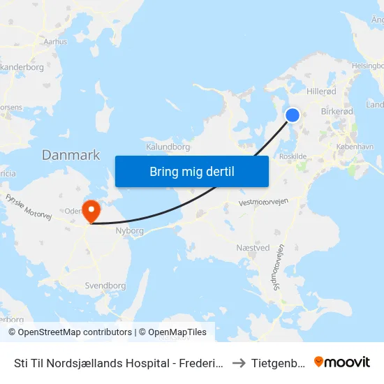 Sti Til Nordsjællands Hospital - Frederikssund to Tietgenbyen map