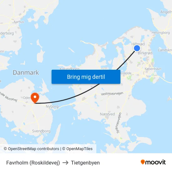 Favrholm (Roskildevej) to Tietgenbyen map