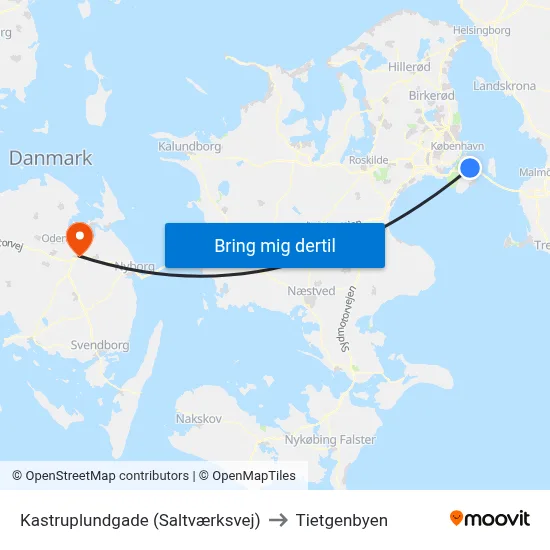 Kastruplundgade (Saltværksvej) to Tietgenbyen map