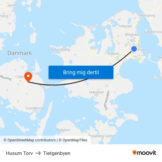 Husum Torv to Tietgenbyen map