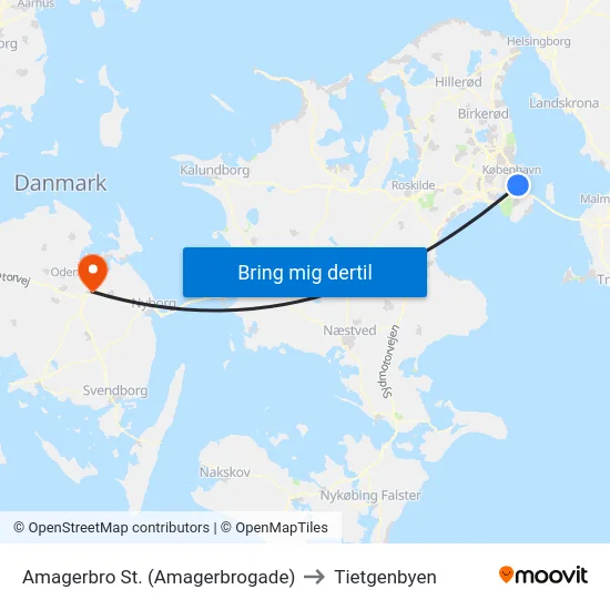 Amagerbro St. (Amagerbrogade) to Tietgenbyen map