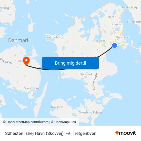 Søhesten Ishøj Havn (Skovvej) to Tietgenbyen map