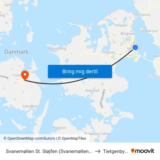 Svanemøllen St. Sløjfen (Svanemøllen St.) to Tietgenbyen map