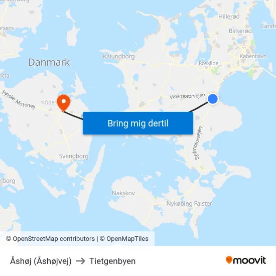 Åshøj (Åshøjvej) to Tietgenbyen map