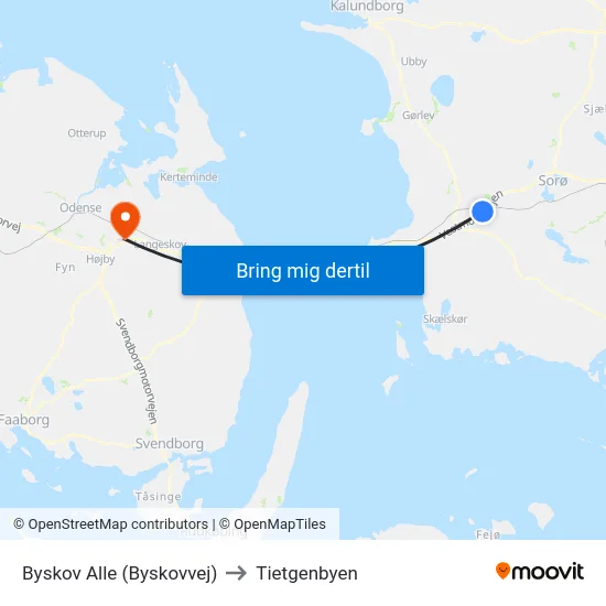 Byskov Alle (Byskovvej) to Tietgenbyen map