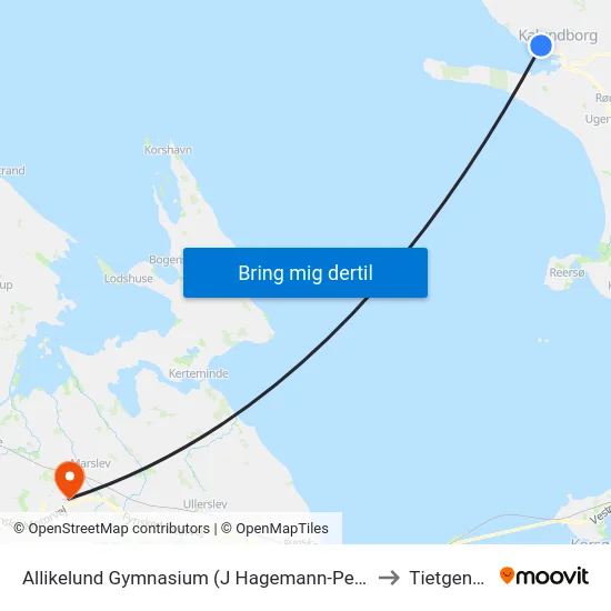 Allikelund Gymnasium (J Hagemann-Petersens Allé) to Tietgenbyen map