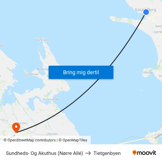 Sundheds- Og Akuthus (Nørre Allé) to Tietgenbyen map