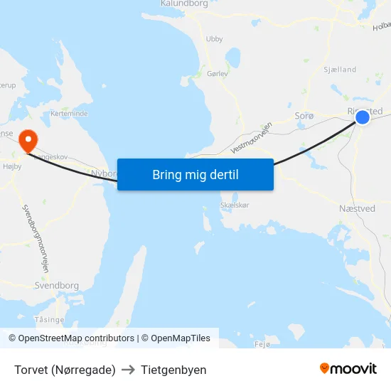 Torvet (Nørregade) to Tietgenbyen map