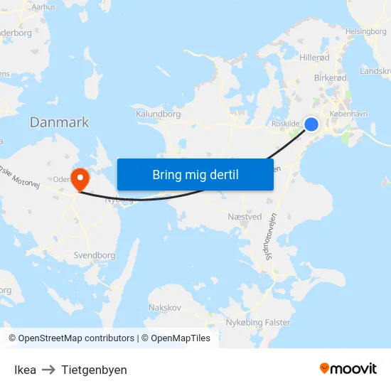 Ikea to Tietgenbyen map