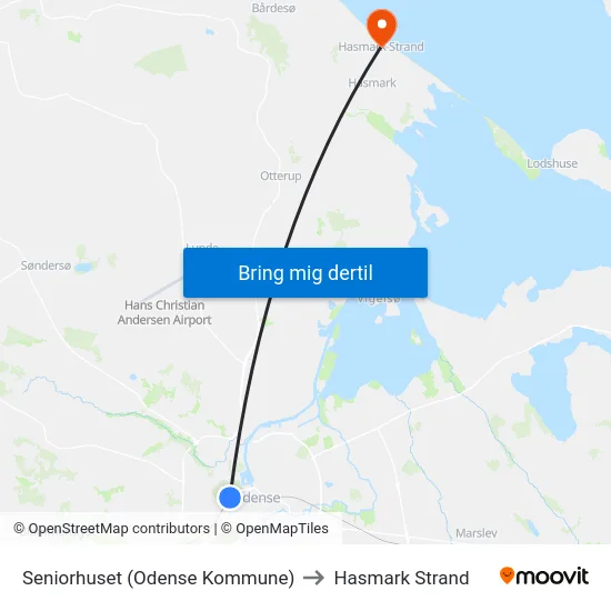 Seniorhuset (Odense Kommune) to Hasmark Strand map