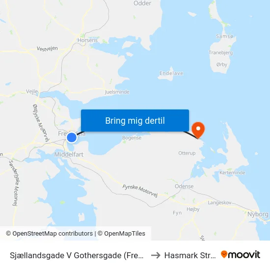 Sjællandsgade V Gothersgade (Fredericia) to Hasmark Strand map