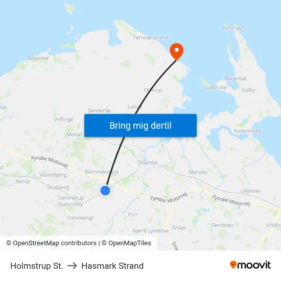 Holmstrup St. to Hasmark Strand map