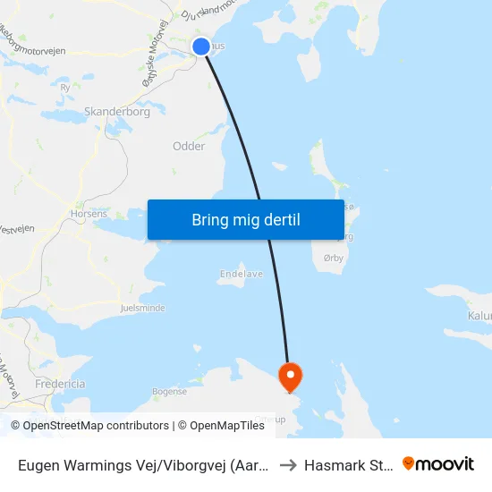 Eugen Warmings Vej/Viborgvej (Aarhus Kom) to Hasmark Strand map